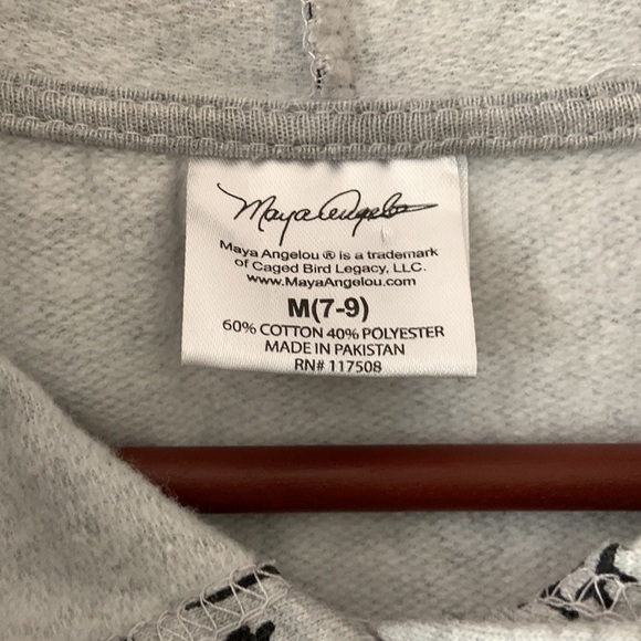 Maya Angelou Gray & Black Hoodie Sweatshirt - Picture 3 of 7